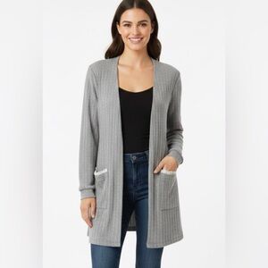 NWT Blu Pepper Heather Gray Ribbed Cardigan Size Small